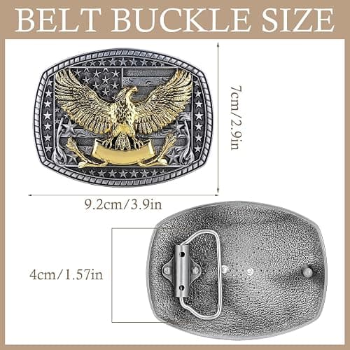 Fibbadet Eagle Belt Buckle Men- American Flag Reindeer Elk Cowboy Belt Buckle Western Outfit Costume Accessories thumbnail 3