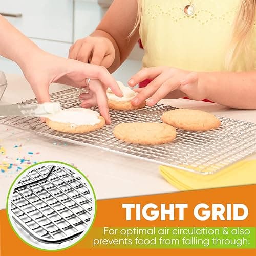 Spring Chef 10" x 15" Stainless Steel Cooling Racks for Baking - Oven Safe - Cookie Racks for Cooling Cookies - Fits Jelly Roll Pan - Perfect for Grilling, Roasting, Cooking, Drying - Set of 2 thumbnail 8