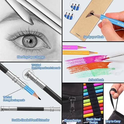 Efimeso 83 Colouring Pencil Set, Drawing & Sketching Pencils with Charcoal & Graphite, Art Supplies for Adults thumbnail 6