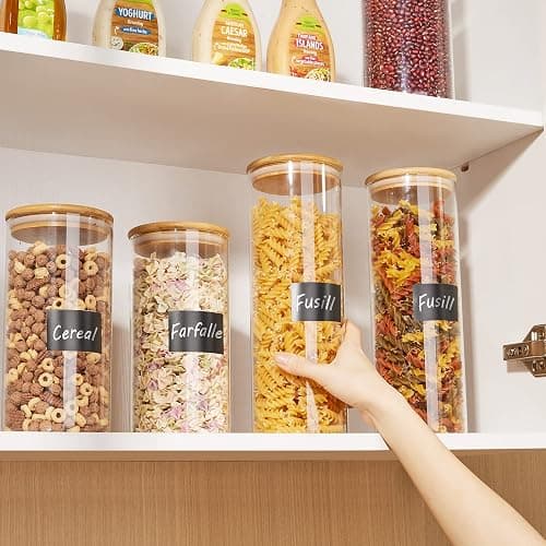 Vtopmart 70oz Glass Food Storage Jars, 3 Pack Large Kitchen Containers with Airtight Bamboo Lids for Pasta, Nuts, Flour, Canisters Set for Cereal, Pantry Organization, BPA Free thumbnail 2