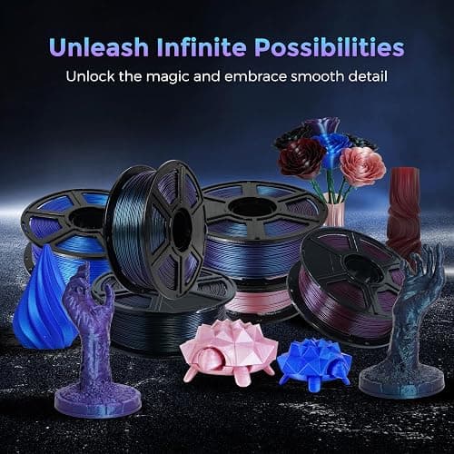 FLASHFORGE PLA Filament 1.75mm +/- 0.02mm Upgraded Nebula Purple, Color Changeable 3D Printer Filament 1kg, Chameleon 3D Printing Filament Changing Colors with Light, Perfectly Conceals Layer Lines thumbnail 4