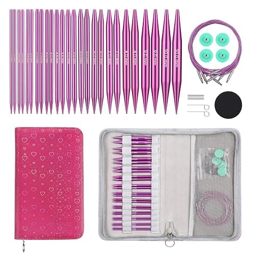 Guclud Interchangeable Circular Knitting Needles Set 4-inch Round Metal Knitting Needles Sizes US 2.5, 3, 4, 5, 6, 7, 8, 9, 10, 10.5, 11, 13, 15 with 4 Cords, Accessories and Case - Image 1