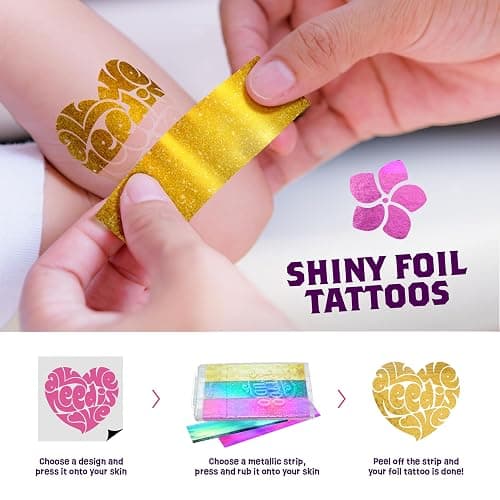 Pretty Me Glitter Tattoo Kit for Kids - Glitter & Metallic Fake Tattoos for Girls - Birthday Gift Ideas for Girl - Temporary Tattoo Set - Craft Kits Toys for Ages 6 7 8 9 10 11 Year Old - Cool Gifts thumbnail 4