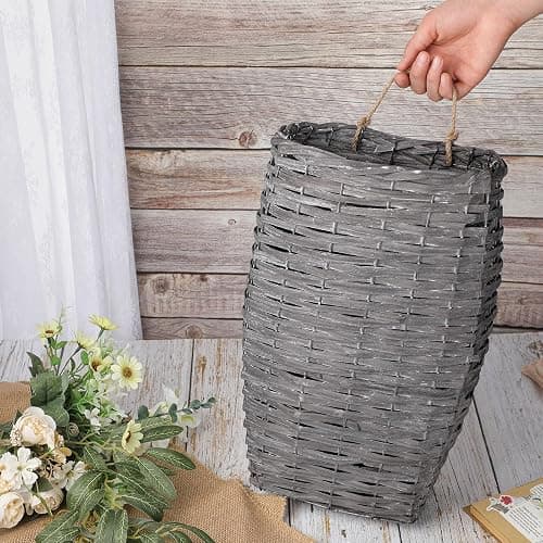 Marsui Front Door Basket Woven Hanging Basket with Hemp Rope Handmade Large Woven Hanging Storage for Flowers Plant Organizing Decorative Wall Front Door Entrance 15.75 x 11.81 x 5 Inches thumbnail 4