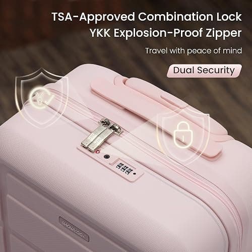 SHOWKOO Upgrade Luggage Sets 3pcs 100% PC Durable Expandable Luggage Suitcase with TSA Lock Double Wheels Pink thumbnail 4