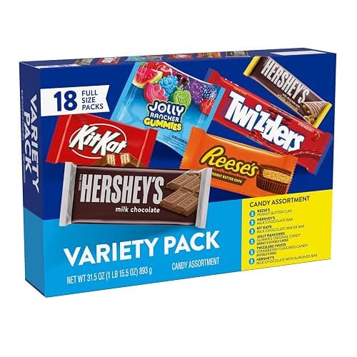 Hershey Assorted Flavored Candy Variety Pack, 31.5 oz (18 Packs) | Individually wrapped full-size candy packs with milk chocolate and fruit flavors for parties, and pantry restocking. thumbnail 3