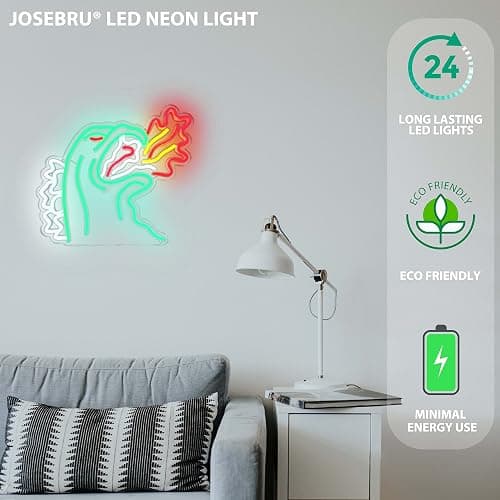 JOSEBRU Neon Light King of The Monster Dimmable LED Neon Sign for Wall Decor Gaming Room Lights Boys Room Decor Fire-breathing Monster Neon Signs Dinosaur Neon Light thumbnail 5