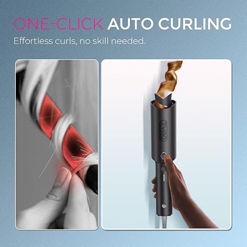 TYMO Automatic Rotating Curling Iron - TYMO CURLPRO Beach Waves Curling Wand, Portable Hair Curler, 500 Million Ionic, Dual Voltage & Lightweight for Travel, Ceramic Coating, 1 1/4 Inch, Metallic Gray thumbnail 2