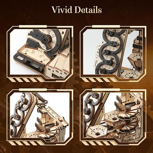 3D Motorized Wooden Puzzle - Mechanical Steel Ball Run Building Kit for Adults & Teens | DIY Engineering Brain Teaser with Electric Track | Kinetic Art Home Decor Gift​ thumbnail 7