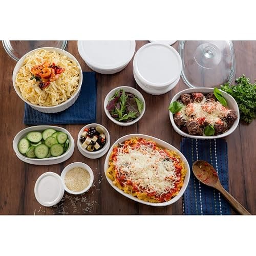 CorningWare French White 20-Pc Ceramic Bakeware Set with Lids Chip and Crack Resistant Stoneware Baking Supplies, Microwave, Dishwasher, Oven, Freezer and Fridge Safe thumbnail 5