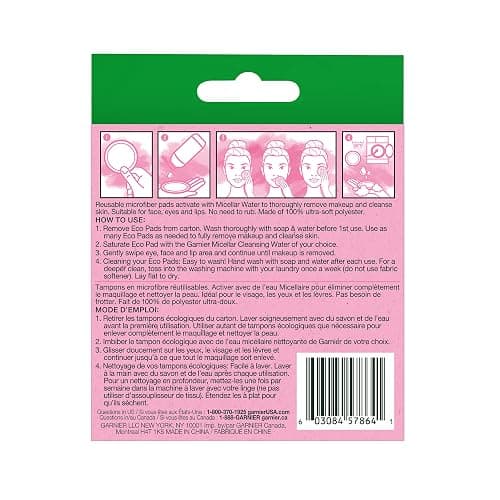 Garnier SkinActive Micellar Cleansing Eco Pads, Reusable, 3 Ultra-soft Microfiber Pads, 1 Count (Packaging May Vary) thumbnail 2
