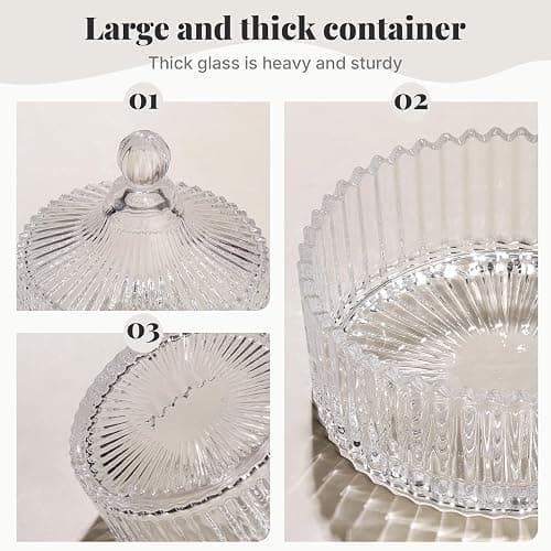 Teenitor Powder Puff 5.5" Extra Large Powder Puff and Container, Dusting Powder Container with Puff, Glass Crystal Powder Container for Body Powder Puff Pink thumbnail 5