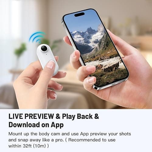 Meoilkolnm Mini Body Camera, Wearable Action Body Cam, Thumb Size Hands Free Recording Body Worn Camera, Premium Portable Camcorder Mount Anywhere for Pet Walking, Work, Travel (White, 128GB) thumbnail 4