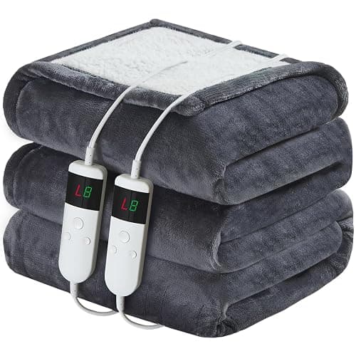 DANENOSA Electric Heated Blanket Queen Size 84''x90'' Soft Flannel & Sherpa Electric Blanket with 10 Heating Levels, Automatically Shut Down After 8h with Overheat Protection Machine Washable - Image 1