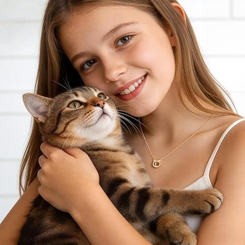MONOOC Cat Gifts for Girls - Tiny Cat Initial Necklace for Teen Girls Kid | Gift Box Packaging, 14k-Gold-Plated, Cat Themed Gifts for Cat Lovers, Kids Jewelry for Girls, Birthday Gifts for Girl Kids thumbnail 2