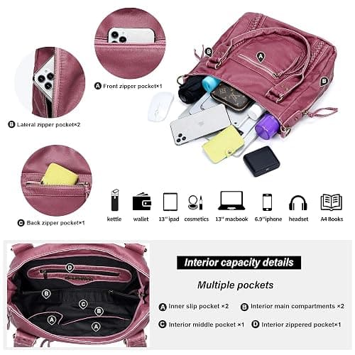 Worldlyda Crossbody Bags for Women Large Tote Soft Leather Purses Washed Y2K Hobo Vintage Handbag Shoulder City Bag thumbnail 5