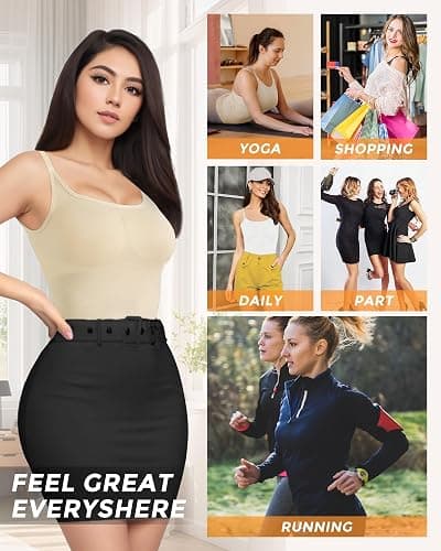 AURUZA 2PCS Womens Shapewear Tummy Control Scoop Neck Camisole Tops for Women Seamless Compression Tank Top Plus Size thumbnail 6