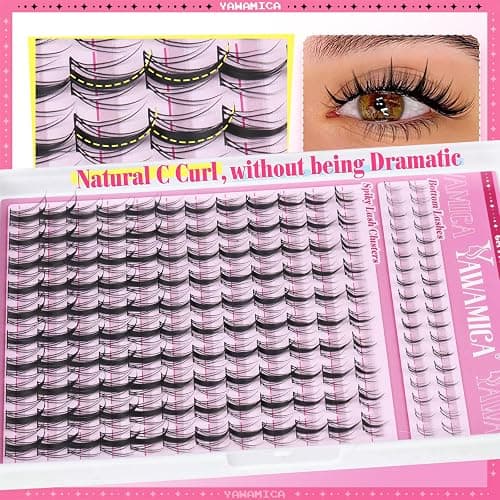 Yawamica Fairy Lash Clusters DIY Eyelash Extensions Manga Eyelash Clusters C Curly Spiky Anime Lashes Wispy Individual Lashes 8-16mm with 5-6mm Bottom Lashes Clusters for Manga Lash look (Fairy) thumbnail 6