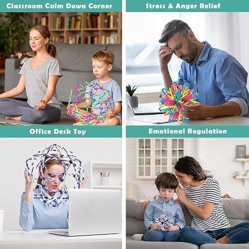 2PCS Expandable BreathingColorful Inflatable Ball Expandable Magic Ball - Stress Reliever Fidget Toys - Breathing Magic Collapsible Ball Toys for Kids & Adults Stress Needs - for Yoga,ADHD (2PCS) thumbnail 7