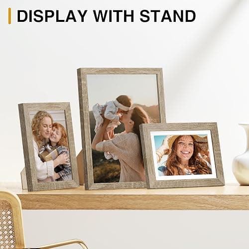 Vittanly 15 Pack Picture Frames Collage Wall Decor, Multi Sizes Including 3pcs 8x10, 6pcs 5x7 and 6pcs 4x6 Photo Frames, Gallery Frame Set for Wall or Tabletop Display, Light Wood thumbnail 5