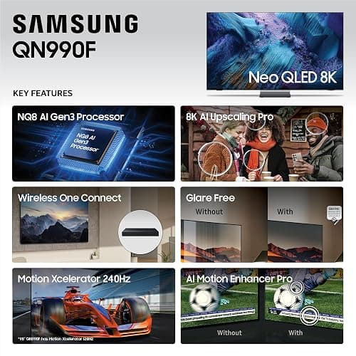Samsung 85-Inch Class Neo QLED QN990F 8K Mini LED Smart TV (2025 Model) NQ8 AI Gen3 Processor, 8K AI Upscaling Pro, Wireless One Connect, Glare Free, Samsung Vision AI, Alexa Built-in thumbnail 4