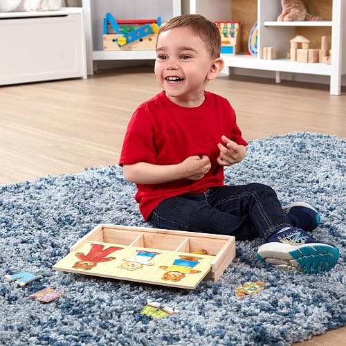 Melissa & Doug Wooden Bear Family Dress-Up Puzzle, 45 Pieces Mix and Match Outfits, Sorting & Matching Toy with Storage Case, Educational Puzzle for Toddlers Ages 3+ thumbnail 2