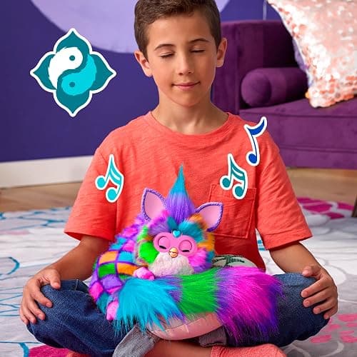 FURBY DJ Interactive Toy, Neon Star, Snuggly Electronic Plush, Music, Lights, Motion, & Games, Speaks English & Furbish, 32 in Long, 6+ Years (Amazon Exclusive) thumbnail 4