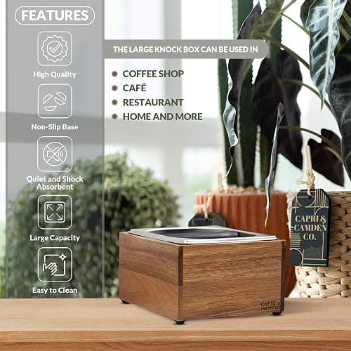 Knock Box | Large Capacity Espresso Knock Box | Non-Slip Base Knock Box Espresso | Coffee Knock Box | Shock Absorbant Espresso Knock Box and tamp station | Knock box for espresso coffee grounds thumbnail 4