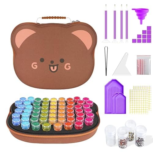 ZORETCO Diamond Painting Storage Containers,60 Slots Diamond Painting Kits,5D Diamond Painting Accessories and Tools for Art Jewelry Bead Rhinestones Organizer - Image 1