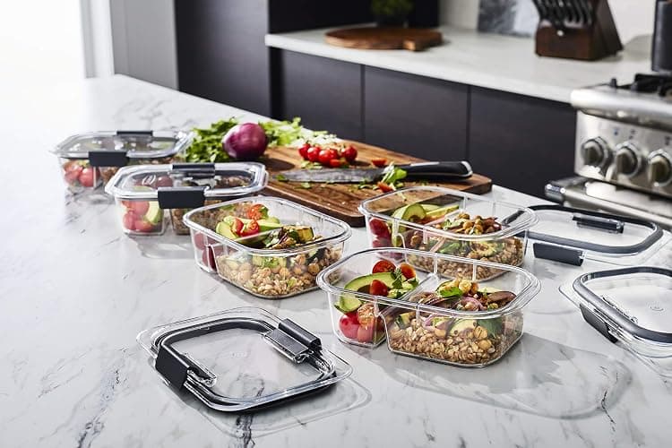 Rubbermaid Brilliance Meal Prep Containers, 2-Compartment Food Storage Containers, 2.85 Cup, 5-Pack, BPA-Free, Clear/Grey thumbnail 9