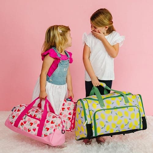 Wildkin Kids Overnighter Duffel Bag – Carry-On Size, Ideal for School & Sleepovers – Strawberry Patch thumbnail 7