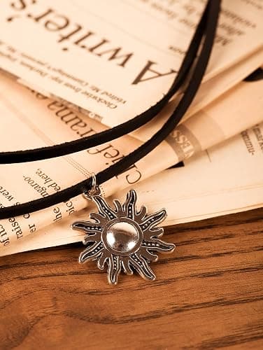 Sacina Gothic Boho Layered Sun Choker, Black Choker, Boho Goth Necklace, Black Jewelry, Halloween Christmas Jewelry Gift For Women thumbnail 7