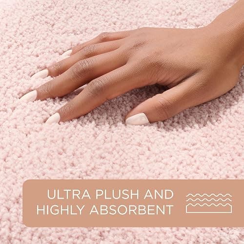 TOWN & COUNTRY EVERYDAY Ultra Plush Solid Tufted Toilet Lid Cover, Soft and Absorbent, Non-Slip Cover, Machine Washable, Blush, 18"x19" thumbnail 5