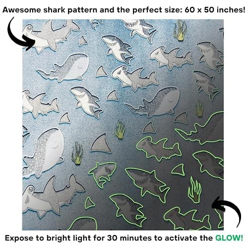 Shark Glow in The Dark Fleece Blanket: Cozy, Soft, Lightweight, Warm, 50" x 60" for Boys and Girls with Hammerhead, Mako, Blue, Whale, and Great White Sharks! (Blue) thumbnail 3