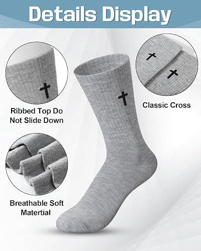 Shihanee 24 Pairs Cross Socks for Men Knit Religious Christian Crew Socks for Daily Pastor Clergy Gifts Christian Gifts thumbnail 5