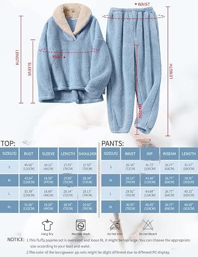 Gihuo Women' s Fluffy Pajamas Set Fleece Pullover Pants Loose Plush Sleepwear 2 Piece Pjs Set Warm Loungewear Fuzzy thumbnail 7
