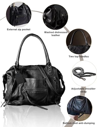 WINSASI Women's Large Tote Bag City Tote Bag Fall Purse with Zipper Women Vegan Leather Hobo Handbags with Adjustable Strap thumbnail 5