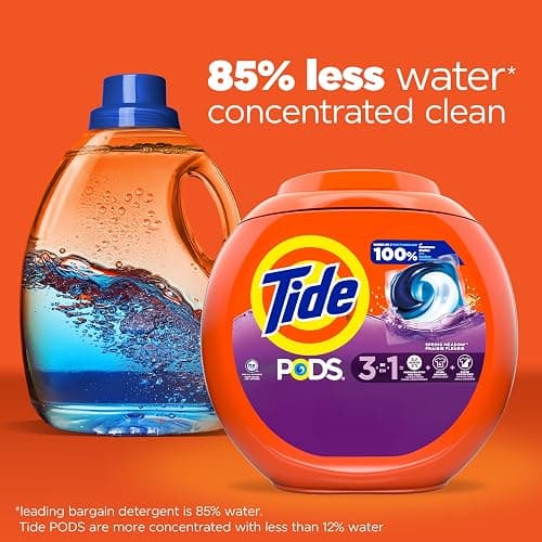 Tide PODS laundry detergent pacs, 3-in-1 Stain Remover, Odor Fighter, Color Protector, 76 Count, HE compatible, Spring Meadow Scent thumbnail 8