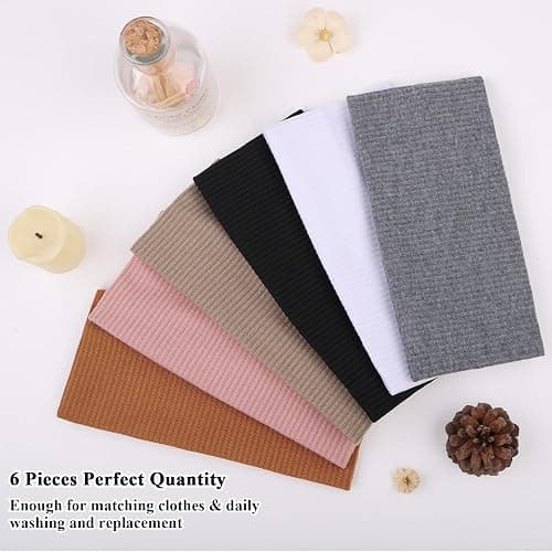 XTREND 6 Packs Knitted Wide Headbands for Women Ribbed Headband Non Slip Boho Head Bands Thick Hairbands Workout Outdoor Yoga Sports Hair Accessories (Black, White, Dark Gray, Khaki, Caramel, Pink) thumbnail 5