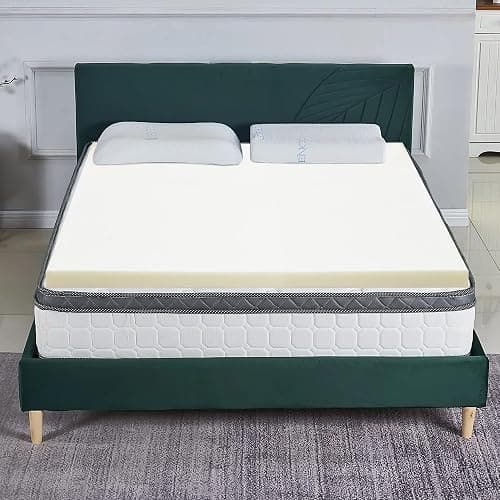 Treaton, 1-Inch High Density Medium Firm Foam Mattress Topper, CertiPUR-US Certified for Superior Comfort and Support, King, White thumbnail 2