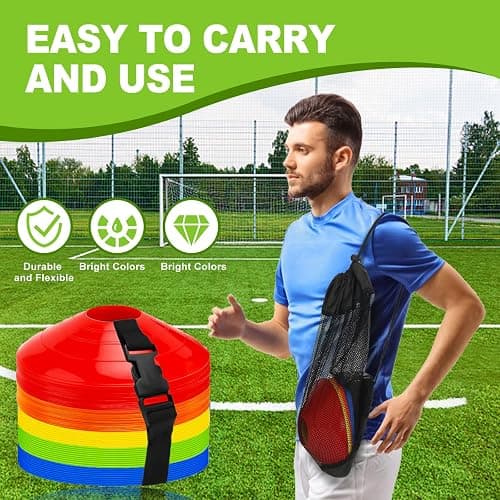 Ashsajkd(Set of 25/50/100 - Agility Soccer Cones with Carry Bag and for ， Football Cones for TrainingFootball, Basketball, Coaching, Agility Cones for Indoor and Outdoor Games thumbnail 5