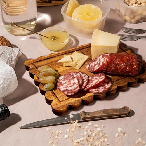 3 Pcs Acacia Wood Scalloped Cutting Board Set, Decorative Cutting Boards Bread Charcuterie Board for Cottagecore Kitchen Grandmillenial Decor Cheese Meat Fruit Bread Chopping Blocks (Classic Style) thumbnail 7