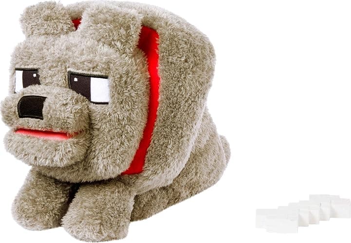 Mattel Minecraft Dennis The Wolf Plush Toy with Feeding Action & Sound, Food Mode Stuffed Animal Inspired by A Minecraft Movie thumbnail 4