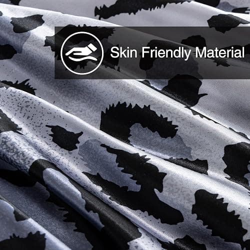 A Nice Night Leopard Printed，Silver Grey Satin Silky Soft Quilt Sexy Luxury Super Soft Microfiber Comforter Quilt Bedding 5PCS Comforter Set, Light Weighted (Silver, Queen(88-by-88-inches)) thumbnail 7