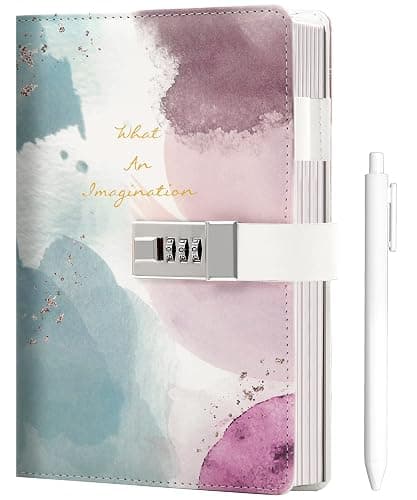 CAGIE Diary for Girls Age 8-12 Gifts for 9 10 11 12 Year Old Girls Diary with Lock, Spilling Ink Design 192 Pages Lock Diary with Pen, 5.7 x 8.5 Inch Birthday Gifts for Girl Journal with Lock - Image 1