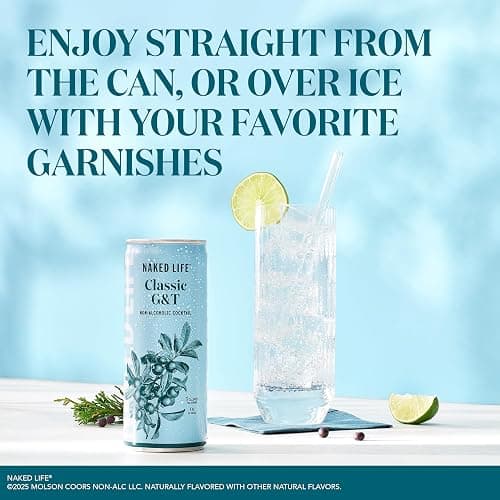 Naked Life Non-Alcoholic Drinks, Classic G&T, Zero Sugar, Award-Winning Alcohol-Free Cocktail, Low Calorie 4 pack, 8.4 fl oz cans thumbnail 6