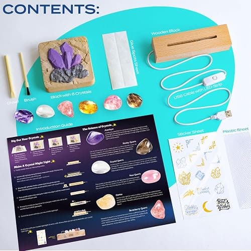 Gamerside Gemstone Dig Kit & Display Crystal Night Light for Kids, Dig Up 6 Genuine Rocks and Minerals, Gem Digging Kit for Kids Age 6-12, Educational Science Kit Birthday Gifts for Boys and Girls thumbnail 5