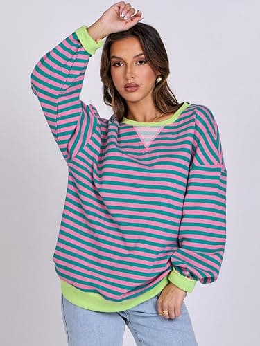 ANRABESS Women Striped Sweatshirts Oversized Crewneck Long Sleeve Shirts Y2K Pullover Top 2025 Fall Outfits Fashion Clothes thumbnail 4