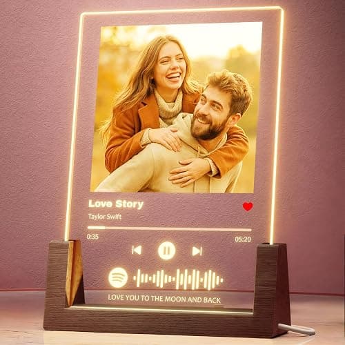 iDIY Custom Picture Frame with Photo - Personalized Spotify Music Song Plaque - Customized Valentines Day Gift for Boyfriend Girlfriend Couple - Anniversary Birthday Gifts for Him Her - Image 1