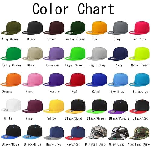 Classic Snapback Hat Cap Hip Hop Style Flat Bill Blank Solid Color Adjustable Size thumbnail 2